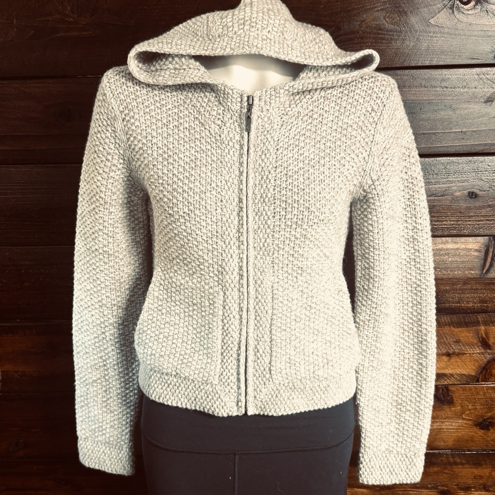 Vintage Womens XS Patagonia Lambs Wool Chunky Knit Tan Zip Up Sweater Chest 36" - Picture 4 of 11